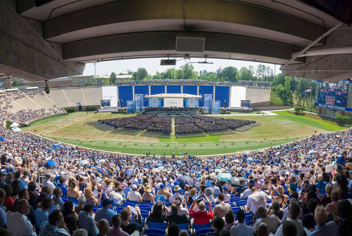 Duke commencement stage from audience view
